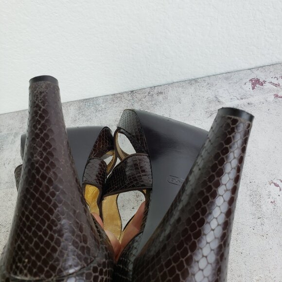 Coach Ivanah Python Sandals Heels Leather Snakeskin Chestnut size 9.5B - Picture 13 of 15